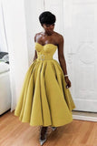 Yellow A line short prom dress yellow evening dress HZ1023