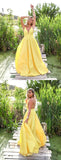 Yellow long prom dress yellow formal dress HZ1023