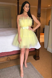 Yellow tulle short homecoming dress yellow tulle cocktail dress HZ1023