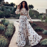 Sexy Off Shoulder Butterflies Floral Printed Maxi Dress Prom Dresses HZ1023