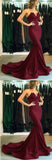 Elegant Strapless Burgundy Prom Dresses Mermaid Evening Dresses Long Women Satin Formal Gowns HZ1023