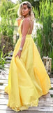 Yellow long prom dress yellow formal dress HZ1023