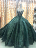 00395 Green princess sparkly sleeveless ball gown prom dress with HZ1023