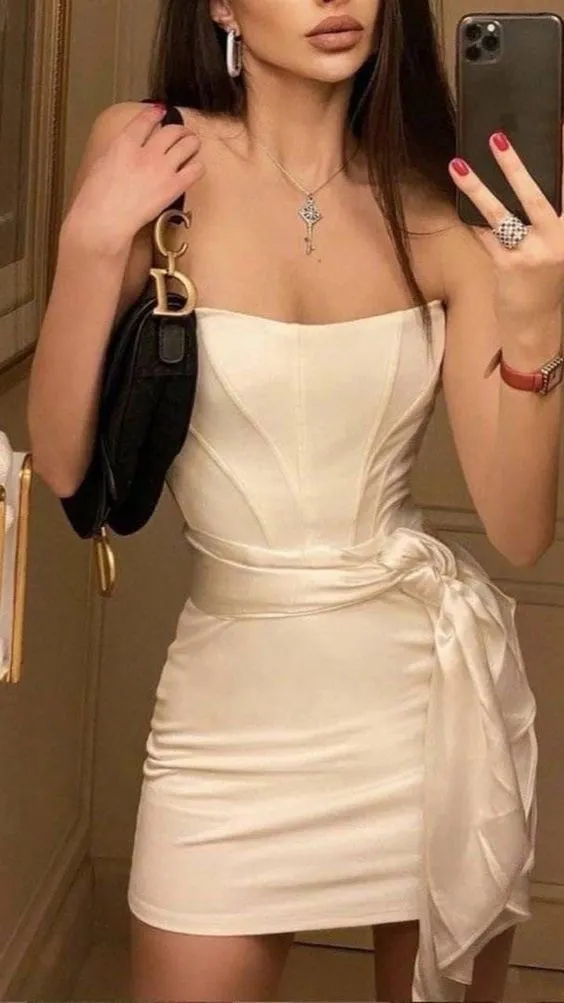 Pretty Sheath Strapless Formal Homecoming Dresses Short 21st Birthday Outfits Graduation Dress Mini Cocktail Dresses HZ1121