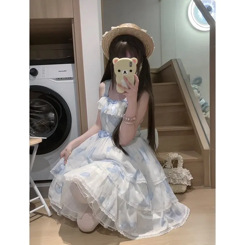Cute A line Square Neck White Short Mini Summer 16th Birthday Dress Lolita Dress Mini 18th Birthday Outfits Lolita Outfit HZ1121