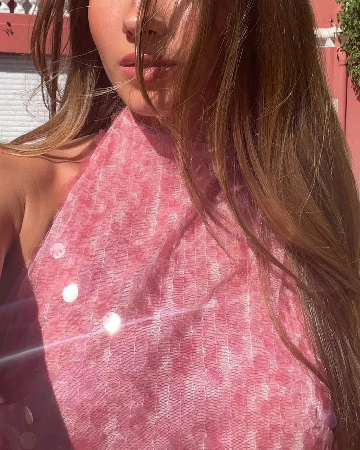 Cute A Line Halter Pink Sequin Formal Homecoming Dresses 18th Birthday Outfits Graduation Dress Short Mini Hoco Dresses HZ1121 - Image 3