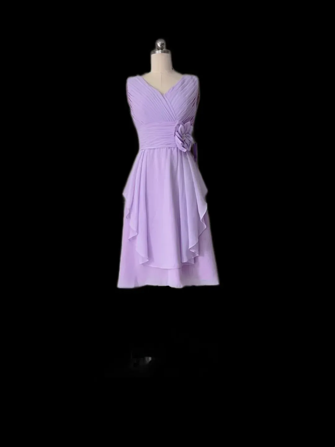 Retro A line V Neck Chiffon Lilac Formal Homecoming Dresses 18th Birthday Outfits Graduation Dress Short Mini Hoco Dresses HZ1121