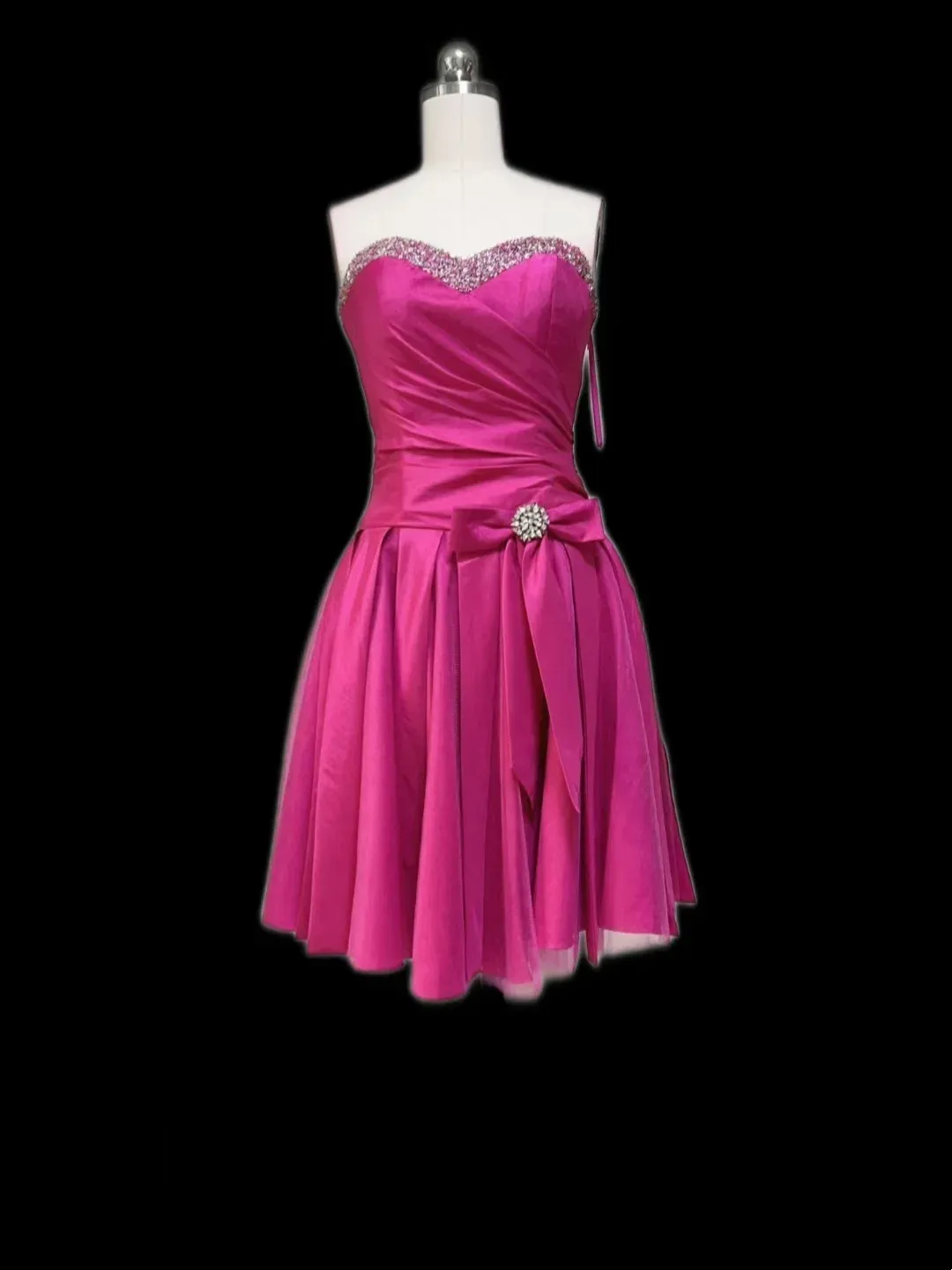Cute A Line Sweetheart Hot Pink Satin Short Mini Formal 8th Grade Homecoming Dresses Middle School Cocktail Dress Hoco Outfits HZ1121