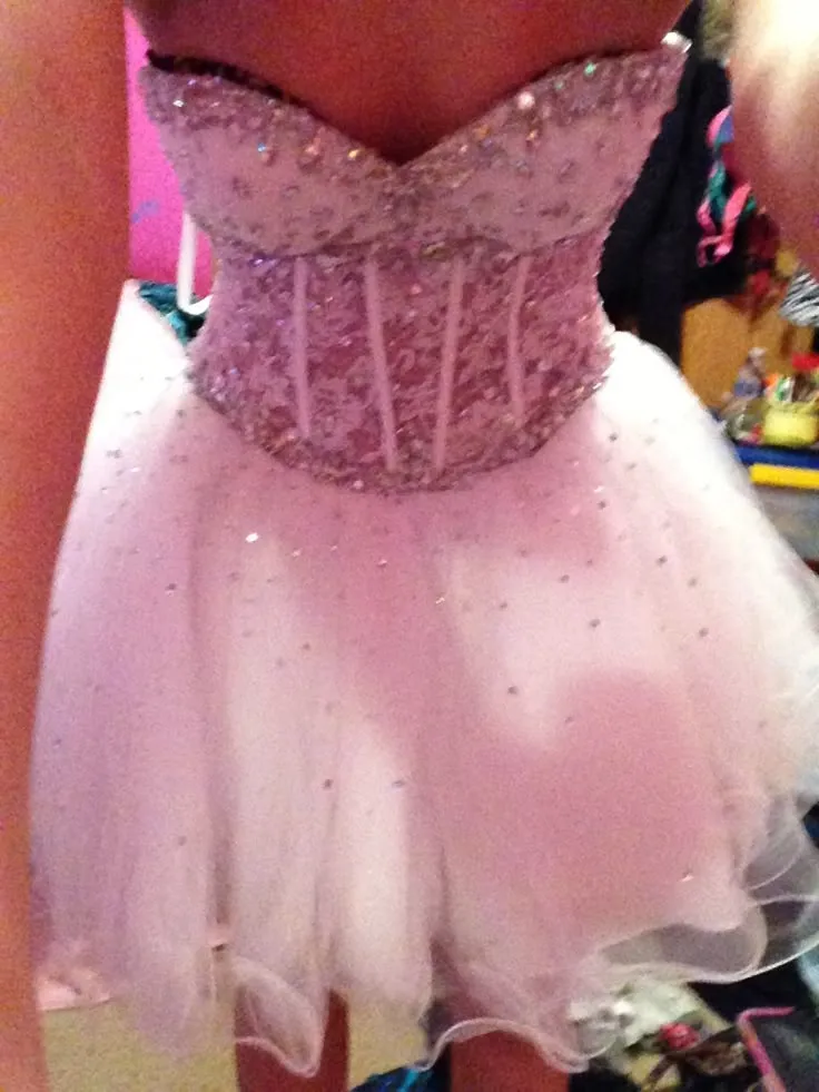 Modest Ball Gown Sweetheart Light Pink Tulle Formal Homecoming Dresses 8th Grad Dance Graduation Dress Short Hoco Dresses HZ1121