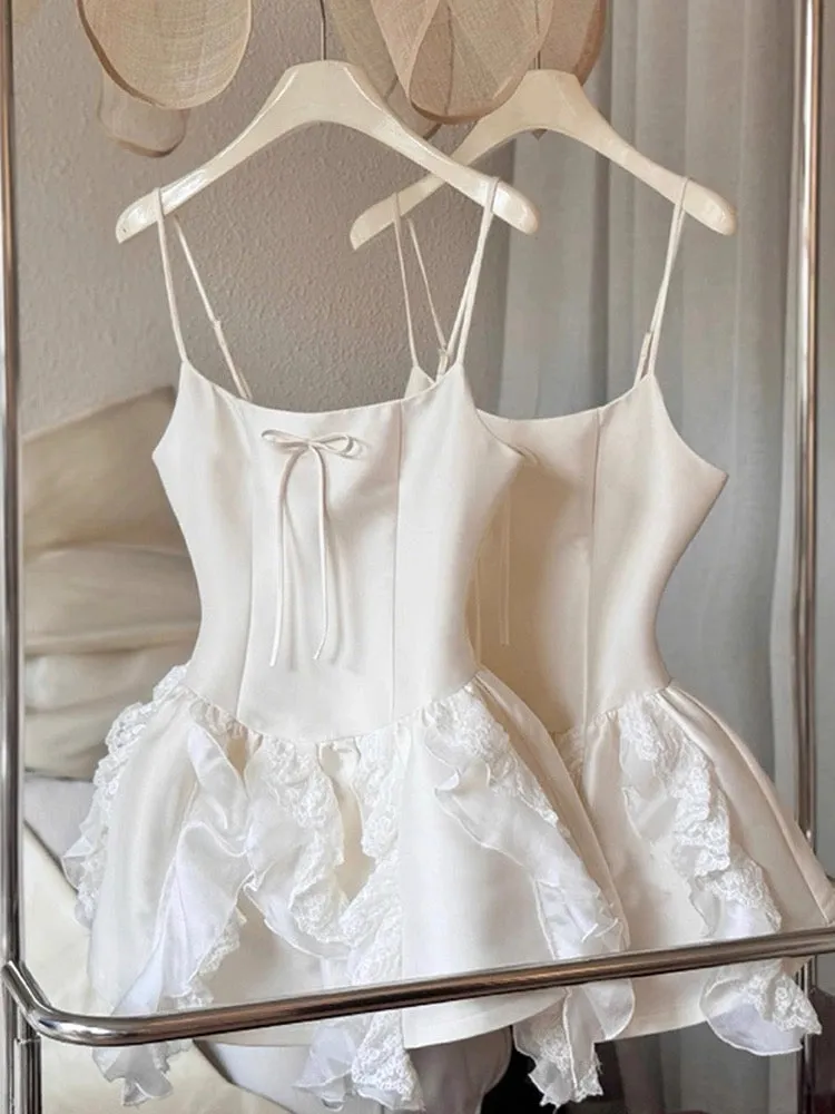 Cute A line Spaghetti Straps White Satin Formal Homecoming Dresses 8th Grad Dance Graduation Dress Short Hoco Dresses HZ1121