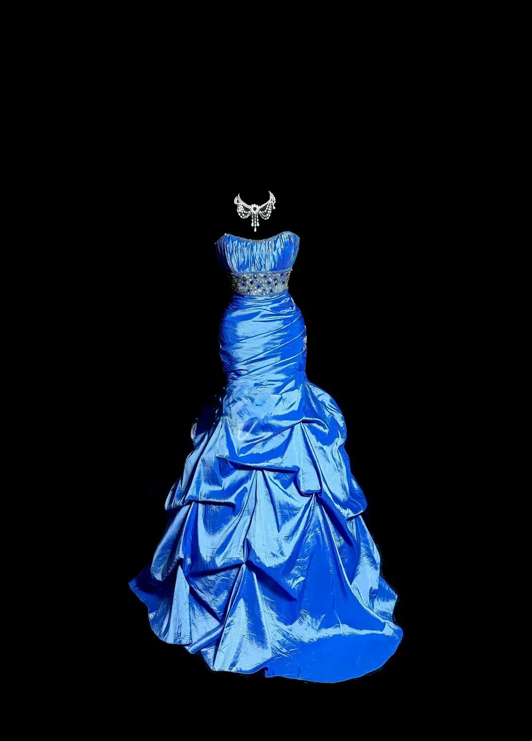 Elegant Mermaid Strapless Royal Blue Long Taffeta Prom Dresses Party Dress 18th Birthday Outfits Graduation Dresses HZ1121