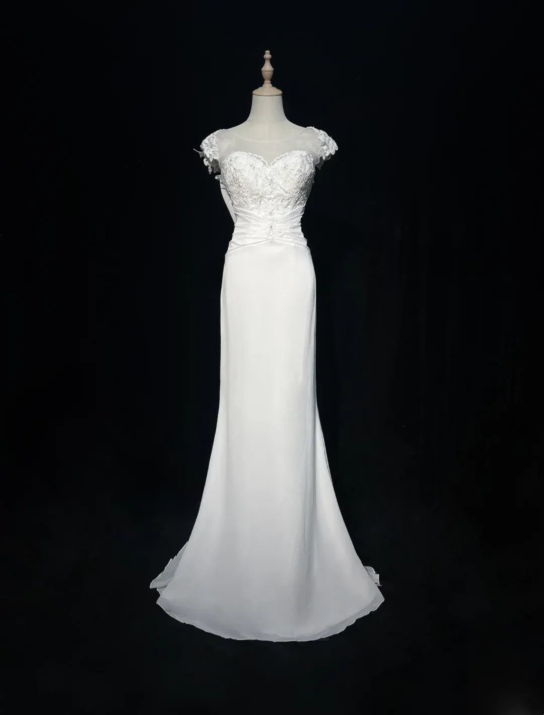 Vintage Bridal Dress Mermaid Sweetheart Backless Chiffon White Lace Long Wedding Dress Retro Wedding Dresses Modest Wedding Gowns HZ1121