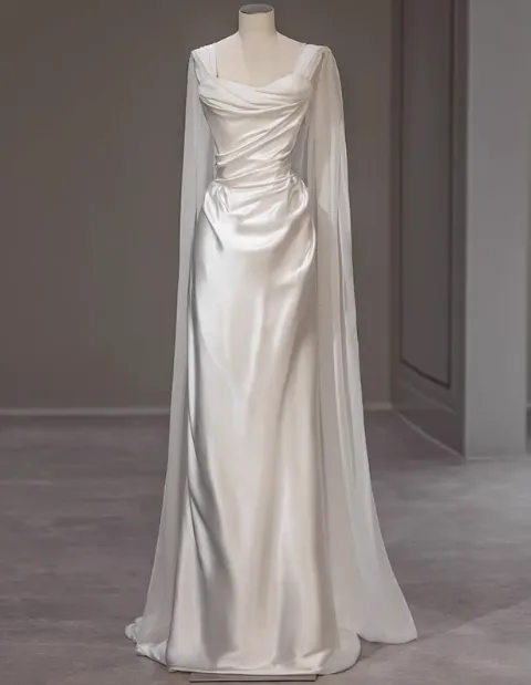 Elegant Satin Mermaid Wedding Dress Sleeveless Simple Bridal Gown HZ1121