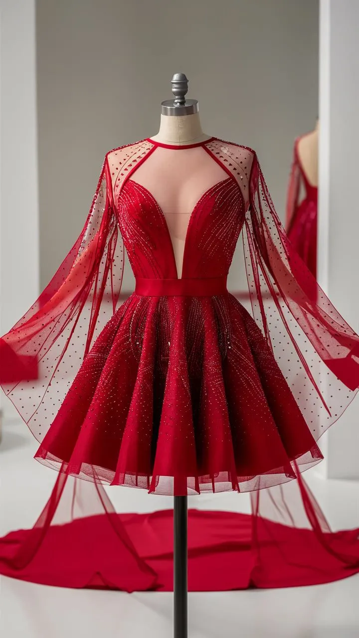 Sparkly Ball Gown Tulle Red Short Formal Homecoming Dresses 8th Grad Dance Graduation Dress Short 18th Birthday Outfits Hoco Dresses HZ1121