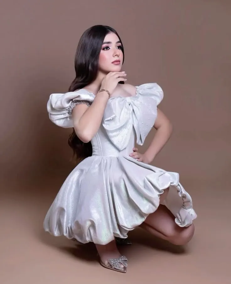 Fancy Ball Gown Square Neck Silver Formal Homecoming Dresses High School Mini Cocktail Dresses Short Night Party Hoco Dresses HZ1121