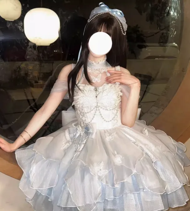 Vintage White Ball Gown Spaghetti Strap Chiffon Applique 22nd Birthday Dress Lolita Dress Cute Lolita Outfits HZ1121 - Image 2