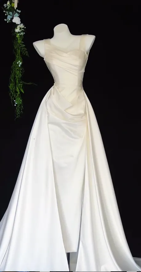 Elegant Sheath Long Prom Dress Spaghetti Strap Satin Formal Evening Dress HZ1121