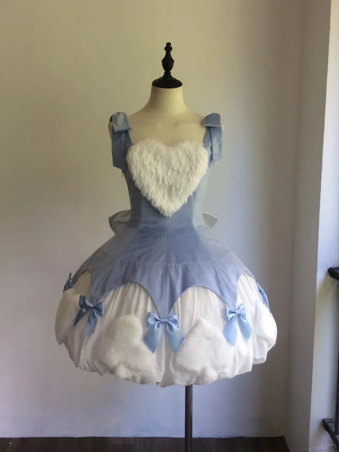 Vintage Ball Gown Blue Velvet Spaghetti Straps Short Lolita Outfits 18th Birthday Dress Mini Cute Lolita Dress HZ1121