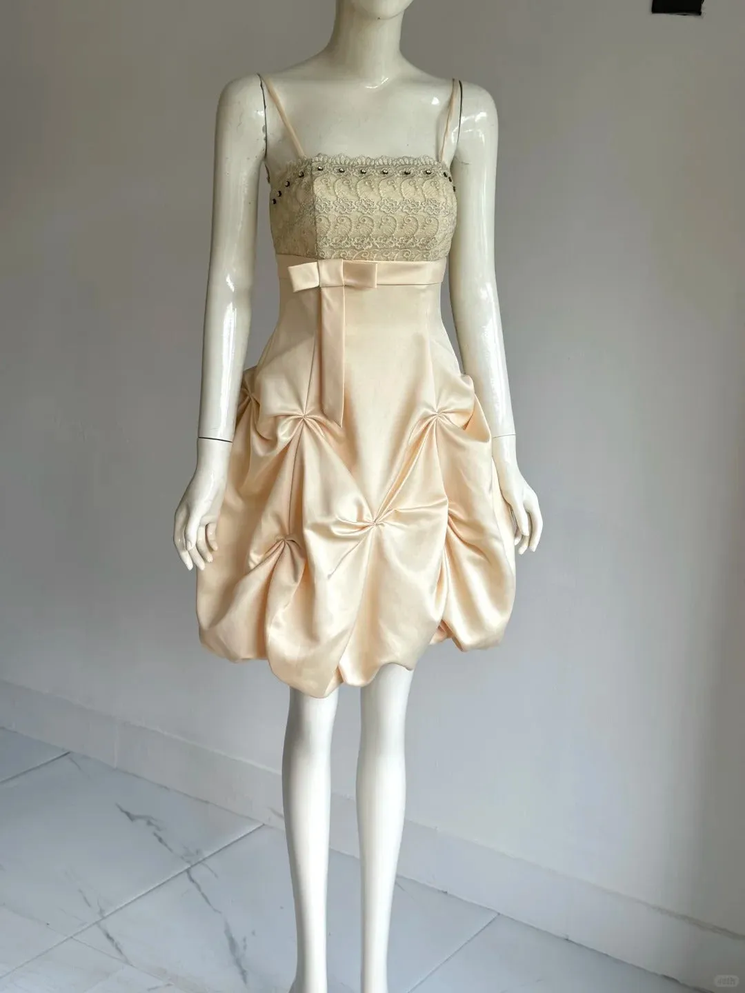 Retro A-Line Spaghetti Strap Short Homecoming Dress Satin Beaded Birthday Dress Formal Dress HZ1121