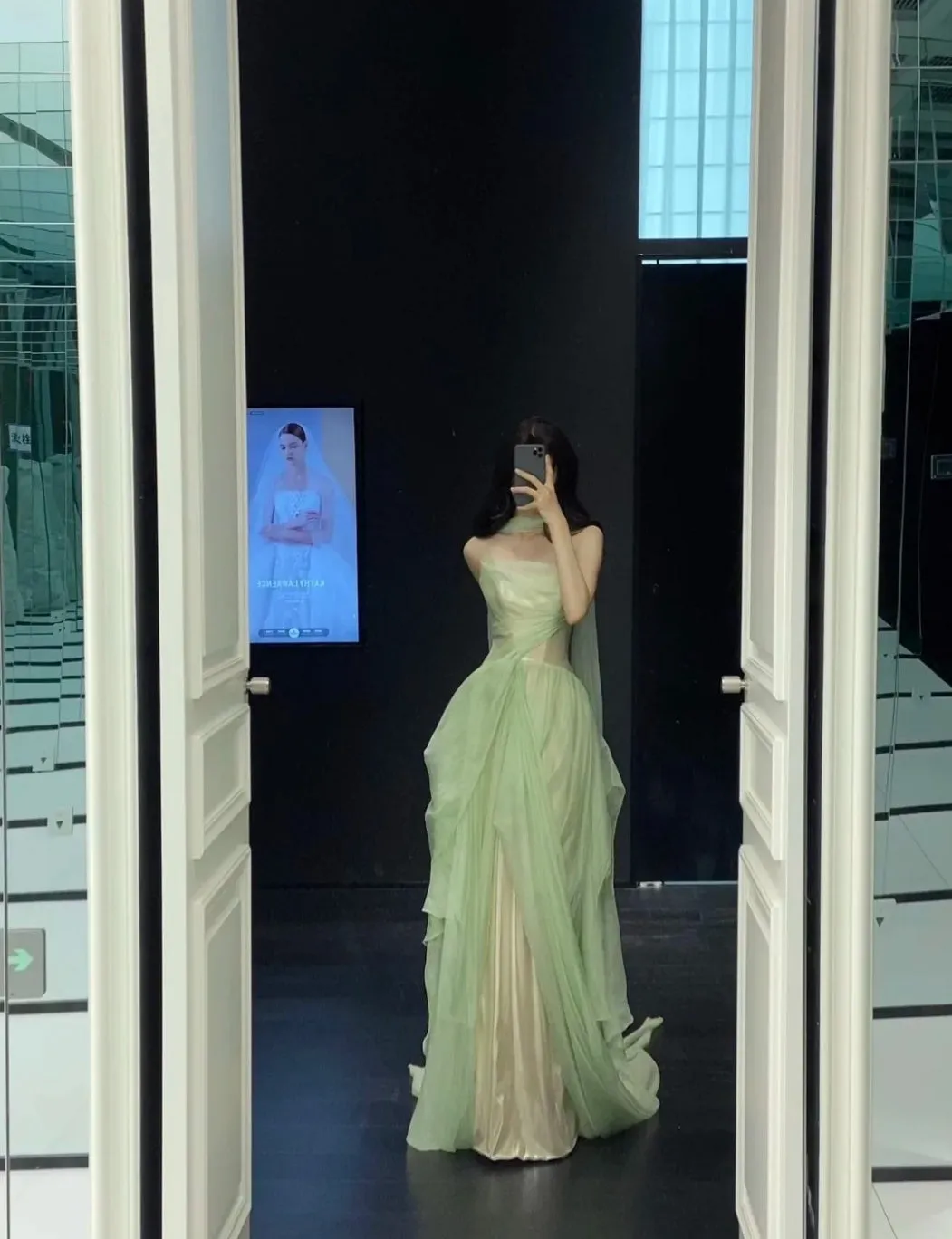 Fairy Strapless A-Line Tulle Green Formal Evening Dress Long Prom Dress HZ1121