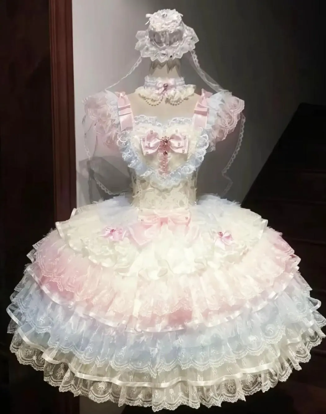 Vintage Ball Gown Pink Lace Spaghetti Straps Short Lolita Outfits 18th Birthday Dress Mini Cute Lolita Dress HZ1121