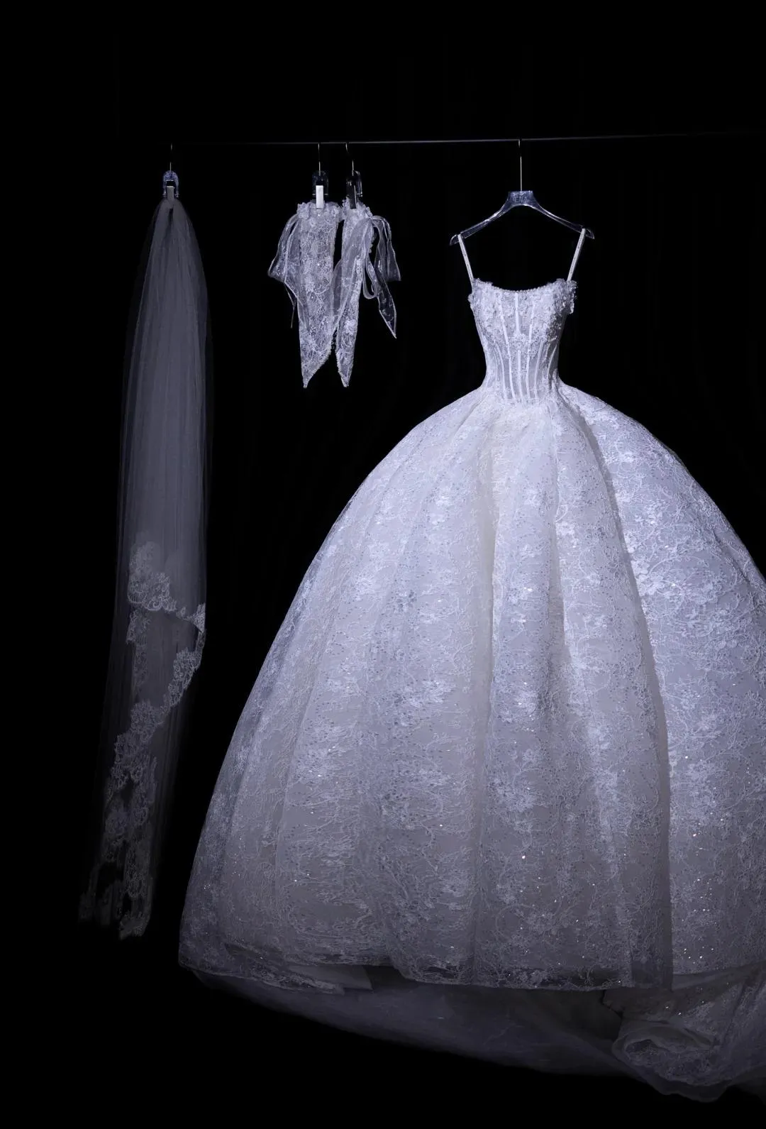 Timeless Strapless Ball Gown Lace Applique Wedding Dress Elegant White Sleeveless Bridal Dress HZ1121