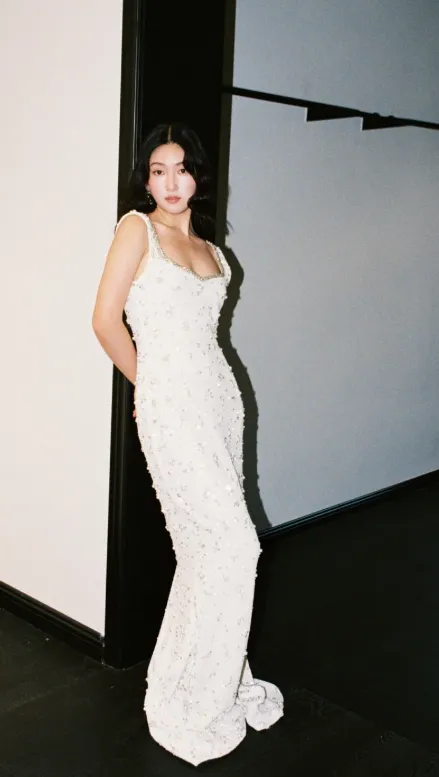 Elegant Straps Sheath Beaded Long Prom Dresses Sleeveless Evening Dress White Formal Dresses HZ1121