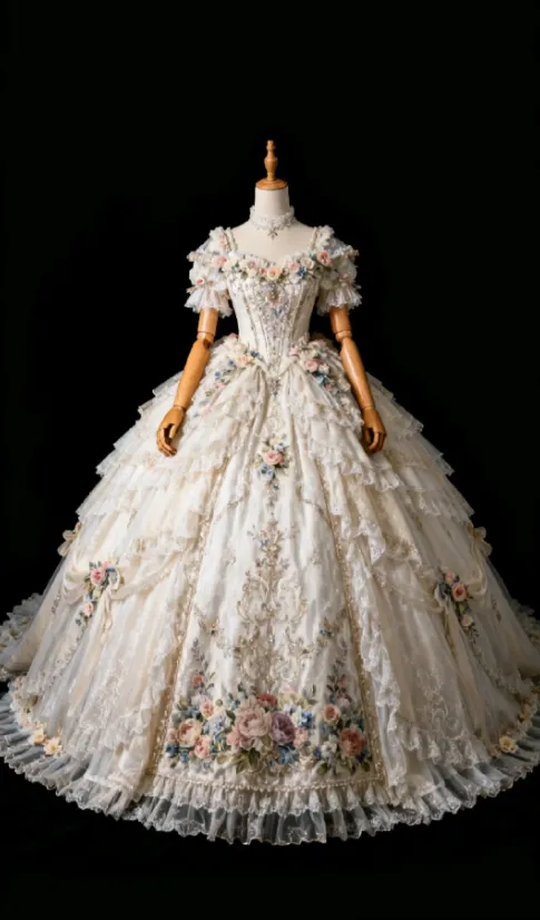 Cute Short Sleeve Ball Gown Lace Long Prom Dresses Apricot Applique Birthday Dresses Sweet 16 Dress HZ1121