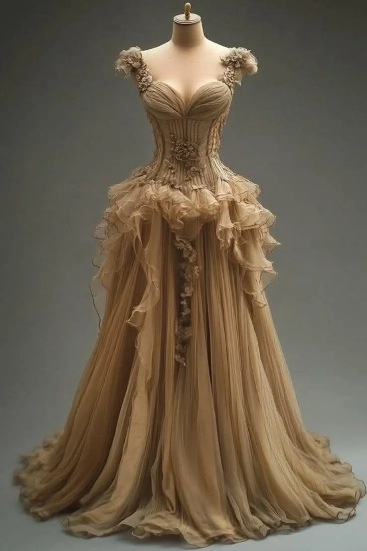 Gorgeous Sweetheart Neck Sheath Long Prom Dresses Tulle Champagne Quinceanera Dresses Sweet 16 Dresses HZ1121