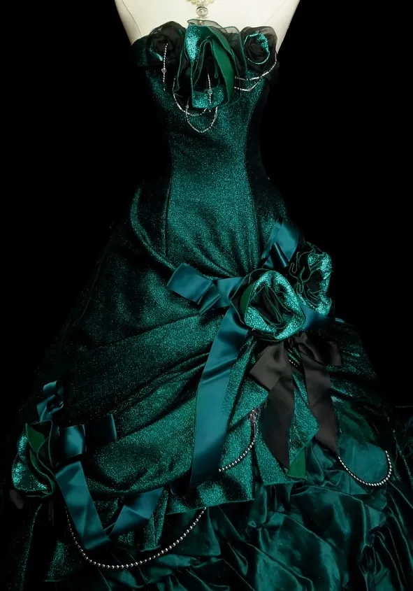 Gorgeous Strapless Ball Gown Satin Long Prom Dresses Dark Green Quinceanera Dresses Sweet 16 Dress HZ1121 - Image 2