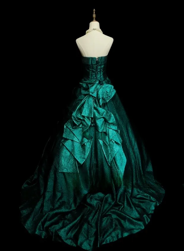 Gorgeous Strapless Ball Gown Satin Long Prom Dresses Dark Green Quinceanera Dresses Sweet 16 Dress HZ1121 - Image 3