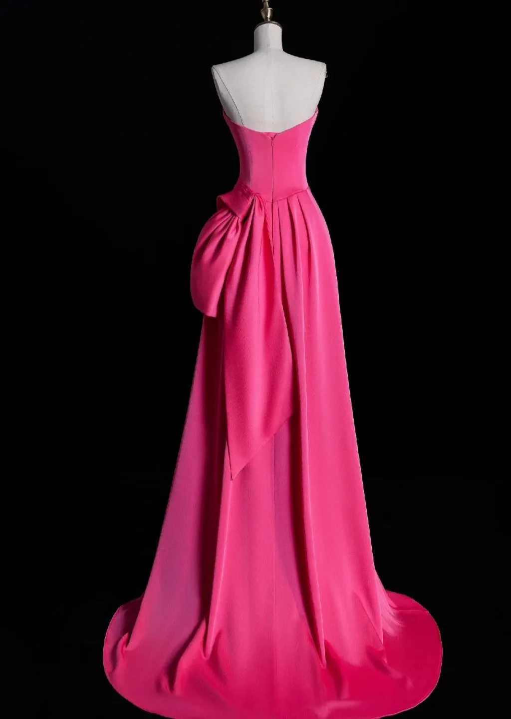 Elegant Strapless Sheath Long Prom Dresses Satin Pink Evening Dresses HZ1121 - Image 5