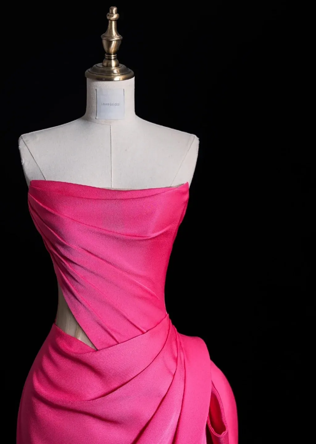 Elegant Strapless Sheath Long Prom Dresses Satin Pink Evening Dresses HZ1121 - Image 2