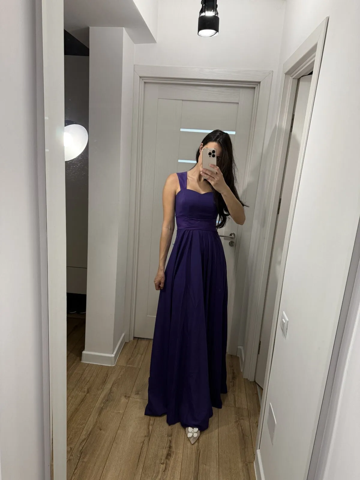 Elegant Sheath Long Prom Dresses, Chiffon Dark Purple Evening Dresses, Sleeveless Wedding Guest Dresses HZ1121