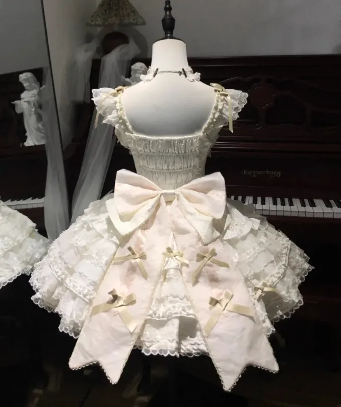 Fairy Strap Ball Gown White Sleeveless Short Birthday Dresses Lace Sweet Lolita Dresses HZ1121 - Image 2