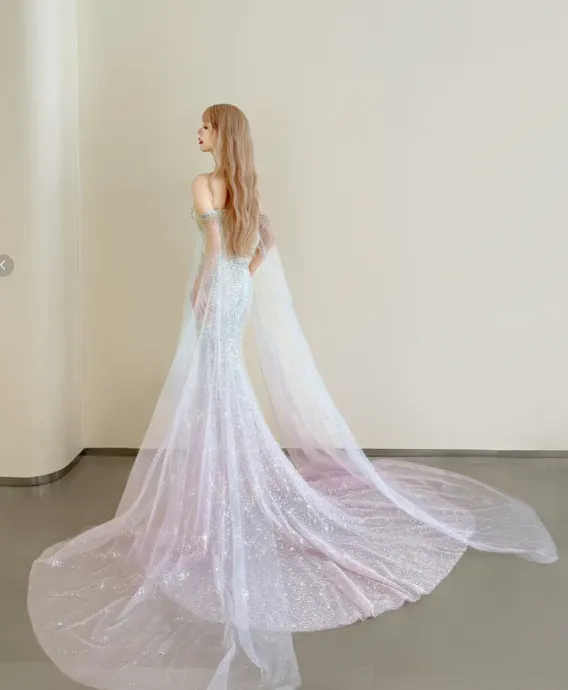 Gorgeous Sweetheart Neck Mermaid Long Prom Dress Sequined Tulle Pink Evening Gown HZ1121 - Image 4