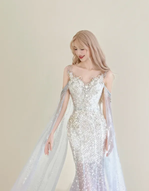 Gorgeous Sweetheart Neck Mermaid Long Prom Dress Sequined Tulle Pink Evening Gown HZ1121 - Image 2