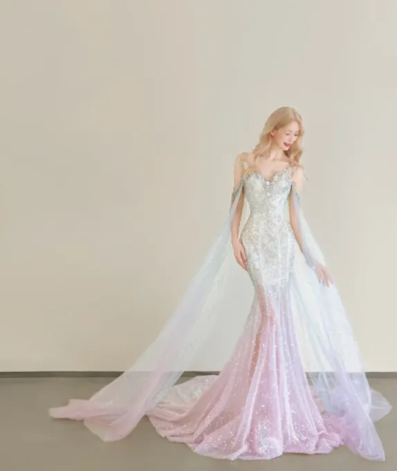 Gorgeous Sweetheart Neck Mermaid Long Prom Dress Sequined Tulle Pink Evening Gown HZ1121