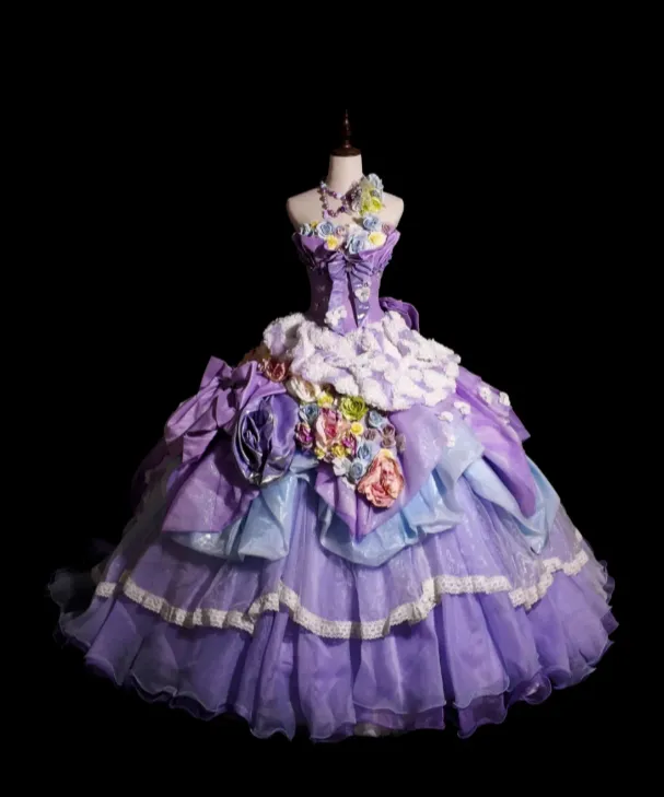 Gorgeous Ball Gown Purple Long Prom Dresses Tulle Sleeveless Purple Quinceanera Dresses Sweet 16 Dresses HZ1121