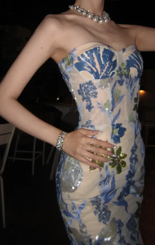 Chic Sweetheart Neck Sheath Long Prom Dresses Sleeveless Applique Evening Dresses HZ1121 - Image 3