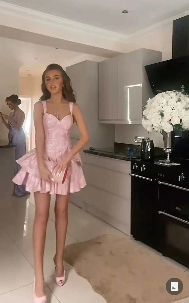 Cute A line Pink Straps Short Summer Birthday Dress Hoco Dress Birthday Outfit 19th Birthday Mini Party Dresses HZ1121 - Image 2