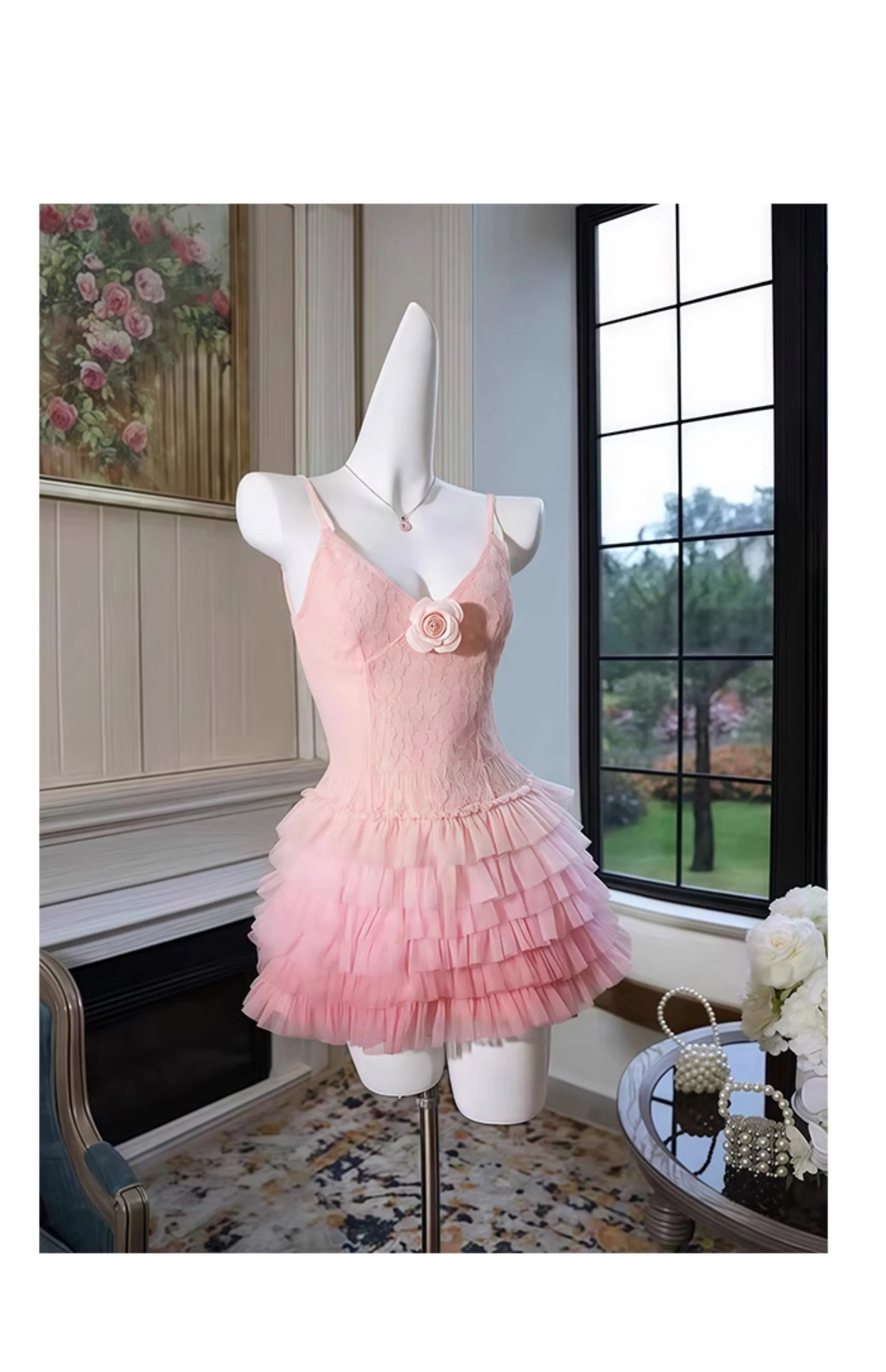 Simple A line Spaghetti Straps Pink Tulle Short Formal Homecoming Dresses Party Graduation Dress Hoco Dresses HZ1121