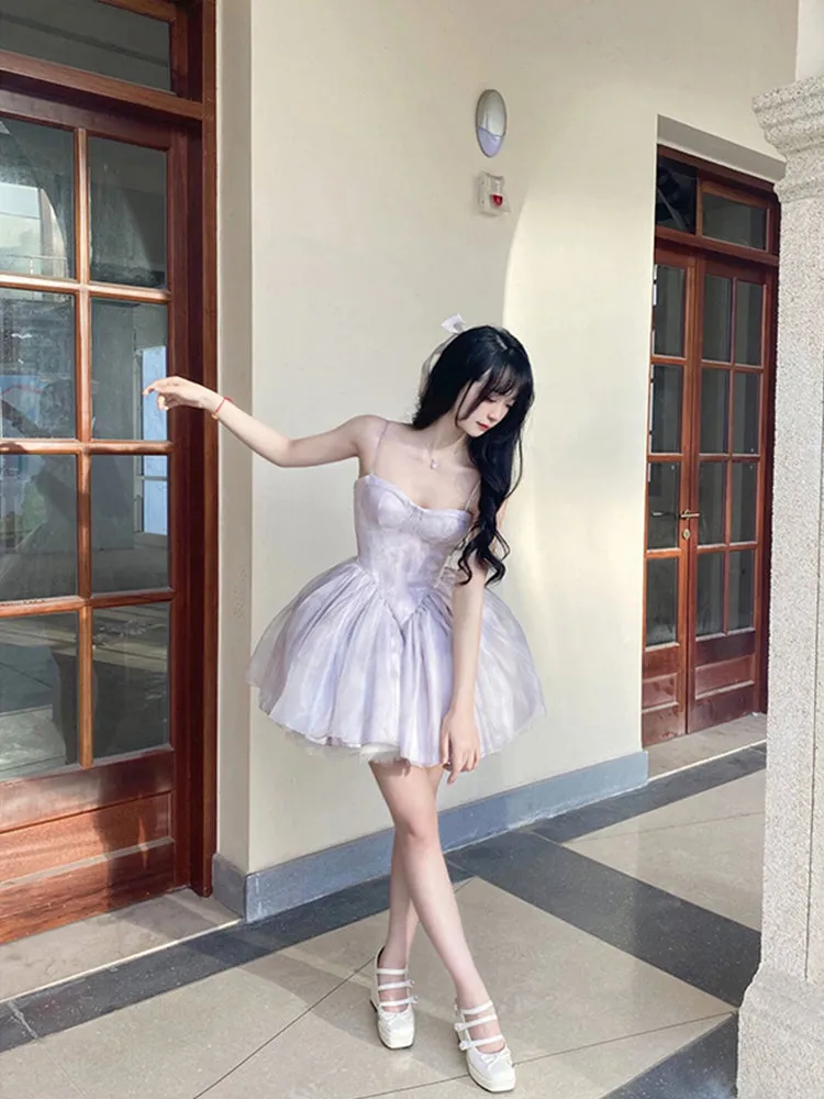 Princess Ball Gown Spaghetti Straps Chiffon Chiffon 22th Birthday Dresses Lolita Dress Cute Lolita Outfits HZ1121