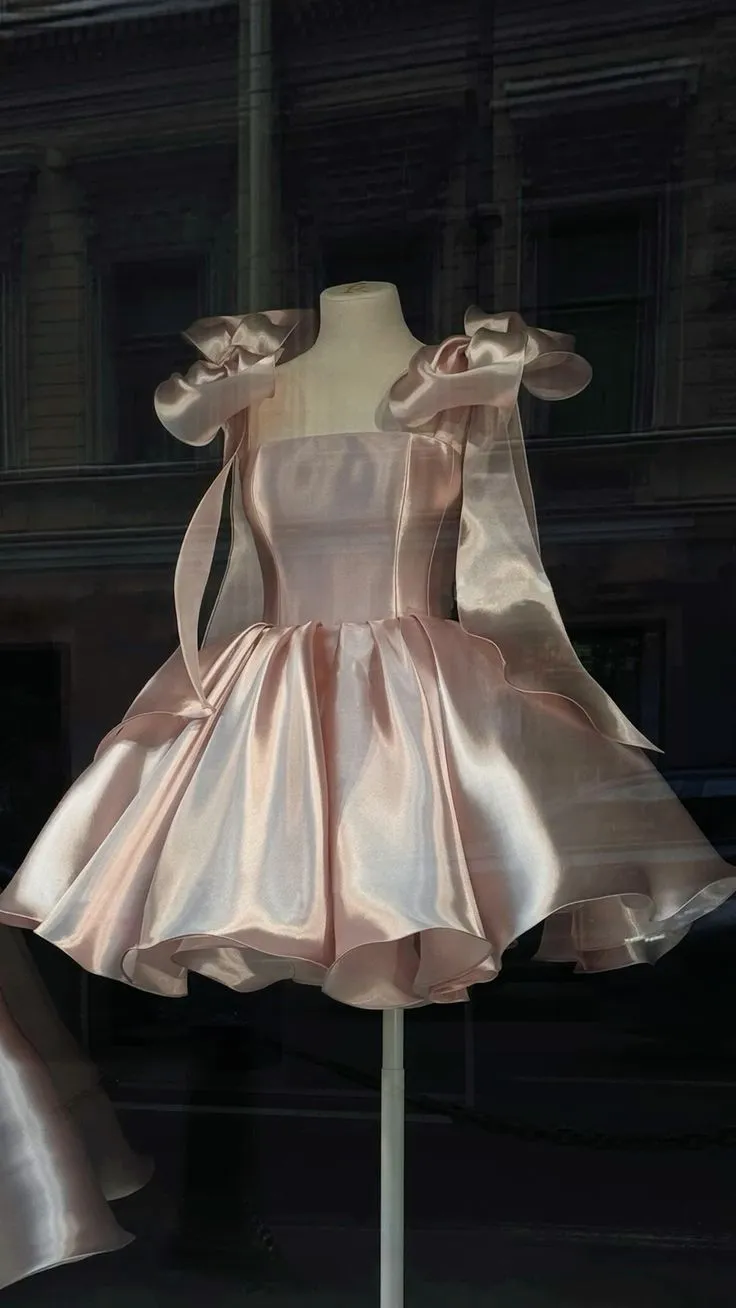 Pretty Ball Gown Spaghetti Straps Pink Satin Short Mini Formal 8th Grade Homecoming Dress Summer Middle School Hoco Dresses Birthday Outfits HZ1121