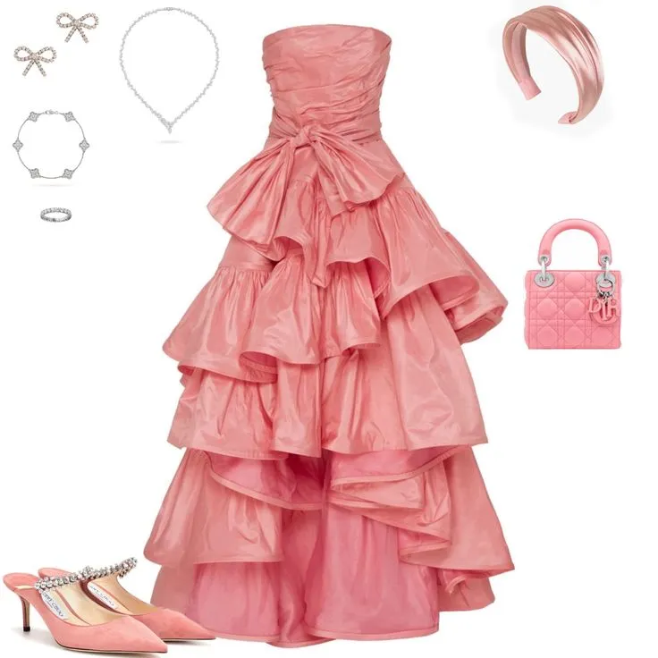 Modest Ball Gown Strapless Taffeta Pink Sleeveless Long Evening Party Gowns Evening Dress Special Formal Dresses Prom Dress HZ1121