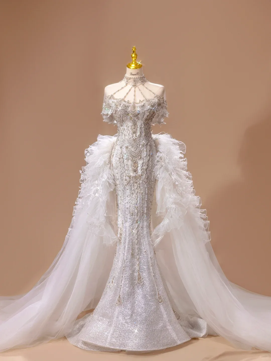 Princess Wedding Dress Mermaid Strapless Sequin Short Sleeves Wedding Dresses Bridal Gowns HZ1121